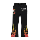 Skull Flames Bootcut Sweatpants