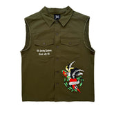 Eagle Skull Twill Sleeveless Shirt Jacket