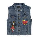Heart Cross Trucker Denim Vest