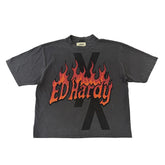 Flames Shadow Rhinestone Boxy Tee