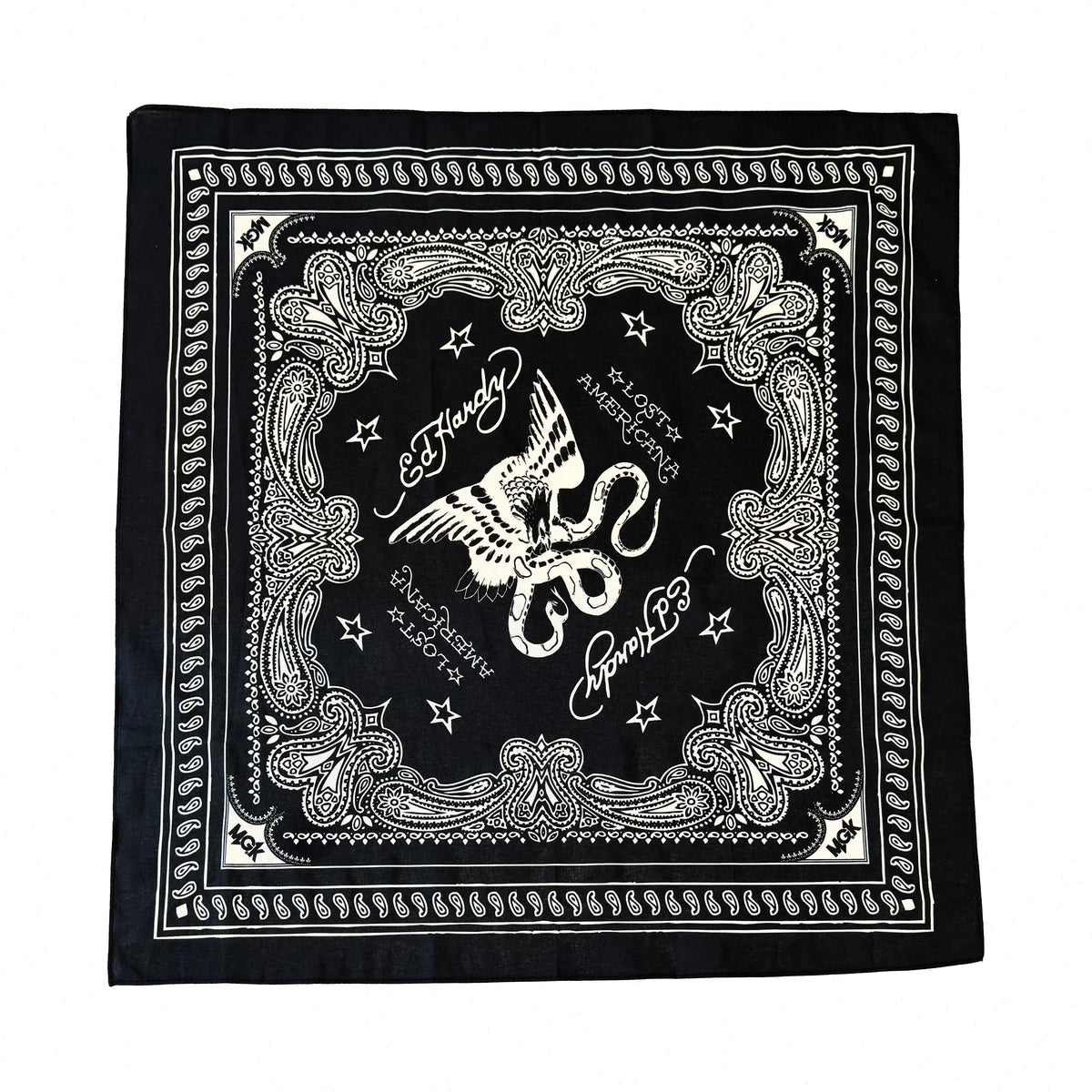 Eagle Snake Cotton Bandana - Black